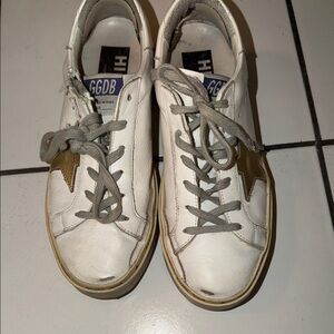 Golden Goose platform White Leather Sneakers with Gold Star
